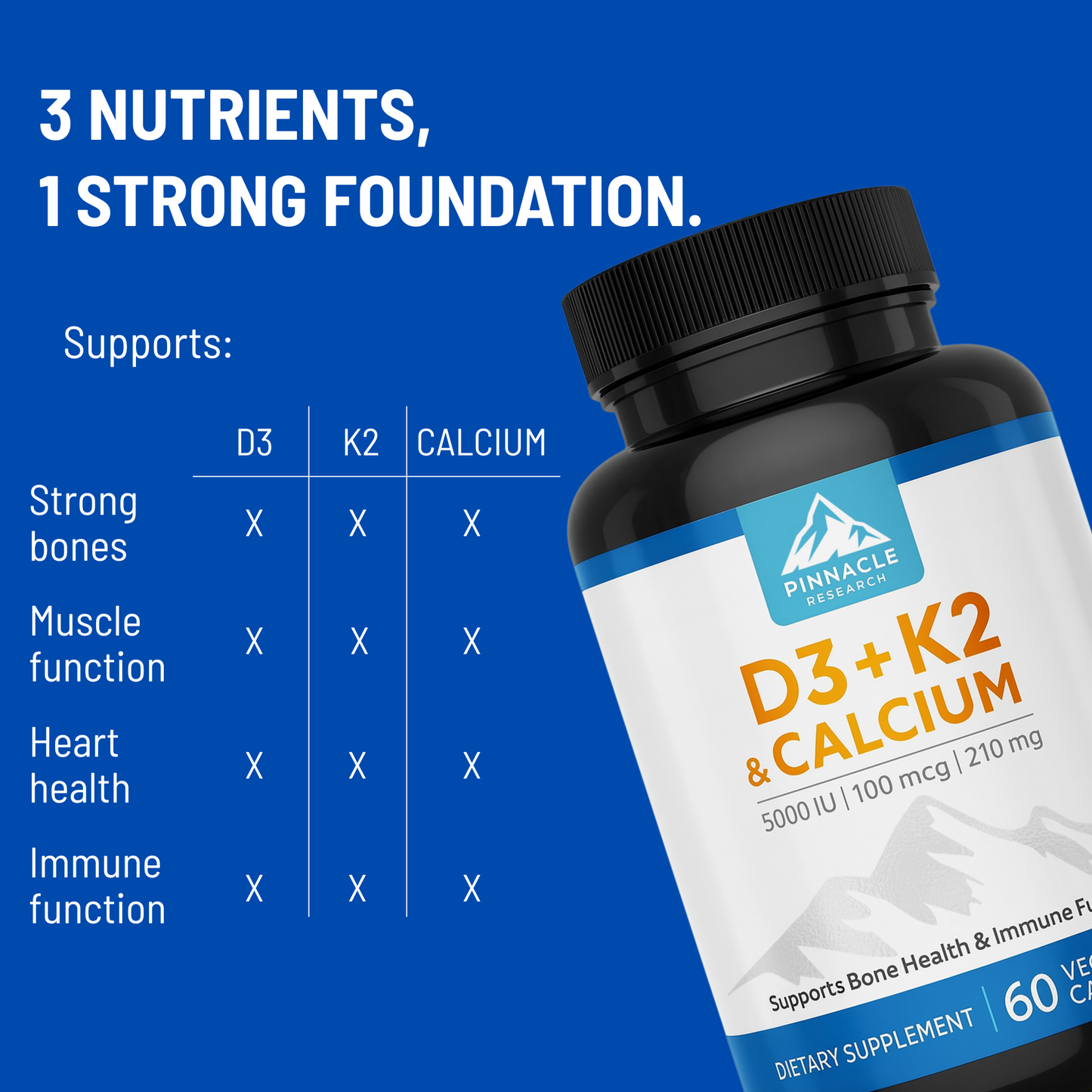 Vitamins D3 + K2 & Calcium